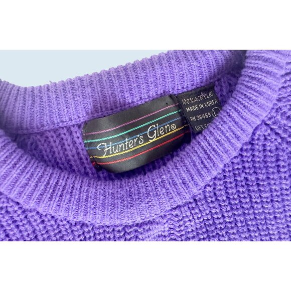 Vintage HUNTER'S GLEN Purple Cable Knit Pullover Sweater Sz Medium - Picture 6 of 8